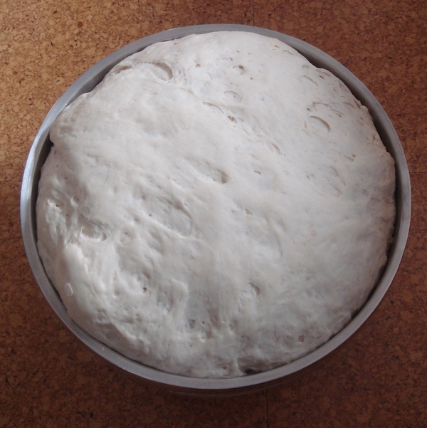 A bowl of dough that has risen
